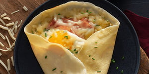 Photo de la Recette: Crêpes Garnies de Fromage, Jambon et Oeufs