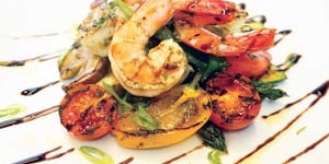 Photo de la Recette: Crevettes Sauvages et Légumes Grillés au Vinaigre Balsamique