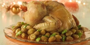 Photo de la Recette: Dinde de Noël aux Marrons, sa Sauce aux Morilles et ses Pommes Duchesse