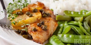 Photo de la Recette: ESCALOPES DE POULET AU CITRON ET AUX CÂPRES