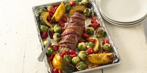 Filet de Porc Enrobé de Bacon Accompagné de Légumes du Potager