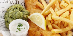 Photo de la Recette: Fish and Chips de Morue et Purée de Petits Pois