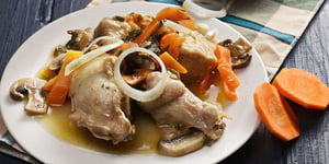 Photo de la Recette: Fricassée de Poulet aux Champignons et Petits Oignons