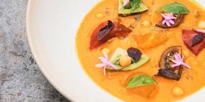 Photo de la Recette: Gaspacho de Pois Chiches et Eau de Tomates D'Armand Arnal