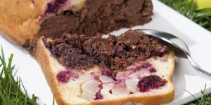 Gâteau Fondant Chocolat, Poire et Fruits Rouges