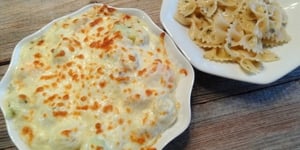 Gratin de Crevettes, Pétoncles et Chou-fleur