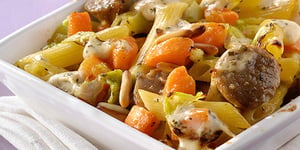 Photo de la Recette: GRATIN DE LÉGUMES D'HIVER ET DE PÂTES À L'AIL ET AUX PIGNONS DE PIN