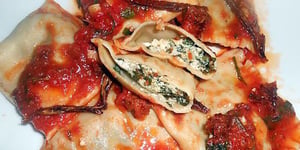 Photo de la Recette: GROS RAVIOLI BLETTES SAUVAGES ET BROCCIU