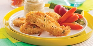 Photo de la Recette: Lanières de Poulet en Croûte de Couscous et Parmesan