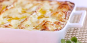 Photo de la Recette: LASAGNE GRATINÉE À LA DINDE RÔTIE ET AUX LÉGUMES GRILLÉS