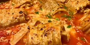 Lasagnes Farcies avec Lanières de Boeuf, Fromage et Sauce Tomates