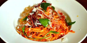 Photo de la Recette: Linguine au Speck, Roquette et Parmesan