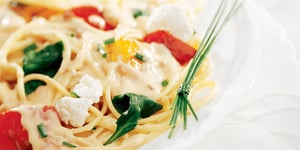 Photo de la Recette: Linguines aux Épinards, aux Poivrons Grillés et au Fromage de Chèvre