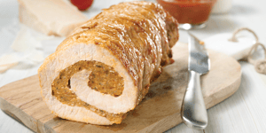 Photo de la Recette: LONGE DE PORC FARCIE À LA SAUCISSE ITALIENNE, SAUCE MARINARA