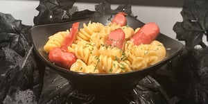 Photo de la Recette: Mac & Cheese et Doigts de Saucisses