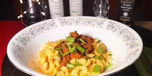 Photo de la Recette: Macaroni à la Viande et Pomme Rouge