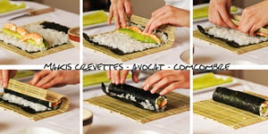 Photo de la Recette: Makis Concombre Avocat Crevettes, Makis Californiens, Makis Chèvre Tomates Sechées