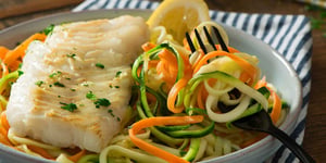 Morue Citronnée sur Spaghetti aux Légumes