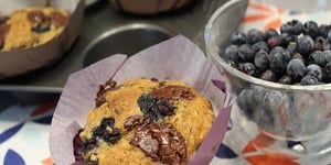 Muffins aux Bleuets, Bananes et Chocolat Noir