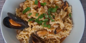 Photo de la Recette: PÂTES HARICOTS BLANCS ET MOULES