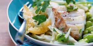 Photo de la Recette: Papillotes de Poisson aux Herbes et au Citron Vert, Cocotte de Fèves et Petits Pois