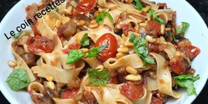 Photo de la Recette: PAPPARDELLE AUX AUBERGINES BRAISÉES, CUMIN ET HERBES FRAÎCHES