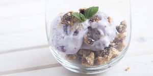 Parfait au Yogourt Glacé avec Streusel aux Bleuets