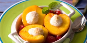 Photo de la Recette: Pêches Meringuées