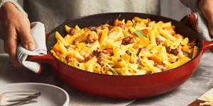 Penne à la Courge, à la Saucisse et à la Sauge