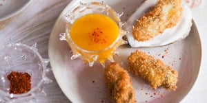 Photo de la Recette: Petits Beignets D'huîtres Croustillants et Sauce au Gingembre