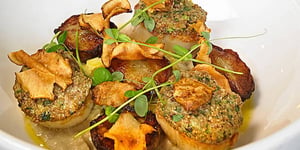 Photo de la Recette: Pétoncles Poêlés avec un Gratin