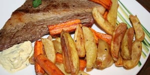 Photo de la Recette: Poitrine de de Boeuf à la Plancha et Frites de Légumes