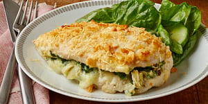 Poitrines de Poulet Farcies à la Trempette aux Épinards et aux Artichauts