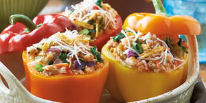 Photo de la Recette: Poivrons Farcis au Poulet avec Chipotle et Cheddar