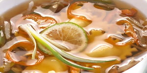 Photo de la Recette: POTAGE AUX WONTONS À L'AIL ET À LA SAUCE SOJA