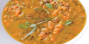 Photo de la Recette: Potage de Poireaux et de Patates Douces au Quinoa Parfumé au Curcuma