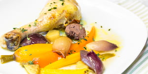 Photo de la Recette: Poulet au Curcuma Frais, aux Carottes et aux Navets