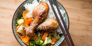 Photo de la Recette: Poulet Bon à s’en Lécher les Doigts et Rubans de Légumes