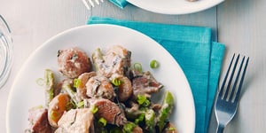 Photo de la Recette: Poulet et Pommes de Terre Grelots à la Sauce Crémeuse au Vin Rouge