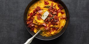 Photo de la Recette: Purée de Patates Douces, avec Crumble de Bacon et Chorizo