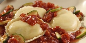 Photo de la Recette: Raviolis aux Tomates Oignons et Courgettes