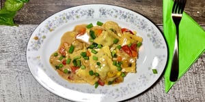 Photo de la Recette: Raviolis Crème Champignons et Légumes