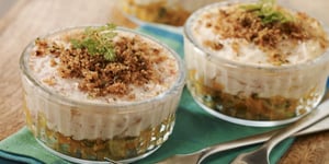 Photo de la Recette: Petits Gratins Croustillants de Jambon et Purée et Petits Légumes