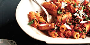 Photo de la Recette: Rigatonis à L’aubergine et à la Ricotta