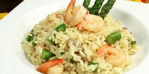 Risotto aux Asperges, Crevettes et Champignons
