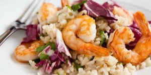 RIZ BRUN PILAF AVEC CREVETTES ET RADICCHIO