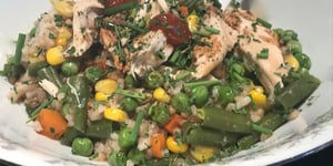 Photo de la Recette: Riz Jasmin, Légumes et Poulet