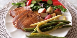 Photo de la Recette: Rôti de Longe de Porc au Four, Miel et Moutarde