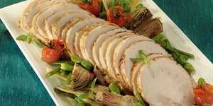 Photo de la Recette: Rôti de Porc Sauce Thon-Mayonnaise et Légumes D'été