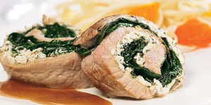 Photo de la Recette: ROSETTES DE VEAU DE LAIT DU QUÉBEC AU FROMAGE ET AUX ÉPINARDS